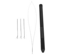 HAPINARY Outil de Perlage pour Extensions de Cheveux avec Aiguille en Aluminium Noir, Facile à Enfiler, Kit 3 Aiguilles pour Tressage et Création de Dreadlocks