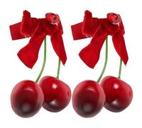 HAPINARY Paire de Barrettes Cheveux Rouges Cerises en Métal et Tissu Doux, Accessoires Mignons et Confortables pour Filles, pour Automne et Fêtes