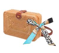 HAPINARY Paquet à Main en Paille Tissé Main avec Petit Foulard, Léger et Compact, pour L'sorties Plage, Paquet Bandoulière Féminin Naturel