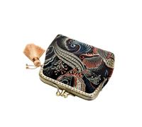 HAPINARY Paquet à Monnaie Vintage Double Compartiment en Polyester et Métal, Pochette Multifonctionnelle pour Téléphone et Pièces, pour Soirée et Rendez- Entre Amies