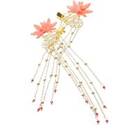 HAPINARY Paquet de 1 Paire de Pinces à Cheveux en Métal Décoratives Feuilles d'Érable et Pompons Pendants Petites Pinces pour Cheveux Fins de Mariage et Coiffures Féminines