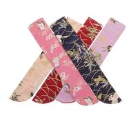 HAPINARY Paquet Éventail Pliant Japonerie 4 Pièces, Pochette Double Couche en Tissu Satinée, Couleurs Assorties, Étui Léger et Portable pour Rangement D'éventails Pliables, Accessoire