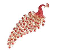 HAPINARY Peigne à Cheveux de Mariée Orné de Strass Rouges, Couronne Dorée Motif Paon, Accessoire Élégant pour Coiffure de Mariage, Bijou Cheveux Féminin, Usage Cérémonie et Soirée