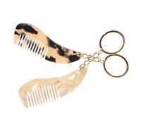 HAPINARY Peigne Porte-clés en Acétate Mini Format, Peigne Dents Larges, Couleur Beige Clair Motif Léopard Clair, Accessoire Voyage pour Femmes, Pendentif Paquet à Main Décoratif Anneau