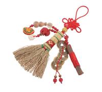 HAPINARY Pendentif Balai Feng Shui à Suspendre pour Berceau Bébé, Breloque Vintage à Nœud Rouge, Mini Balai de Chevet Protecteur, Décoration Chambre -Né, Accessoire Portable Pratique