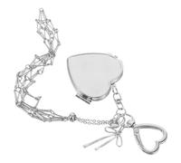 HAPINARY Pendentif de Poche en Maille d'acier Inoxydable Organisateur de Rouge à lèvres Chic décorations de Sac à Main Porte-Rouge à lèvres Compact Miroir Charmes de Sac à Main Silver