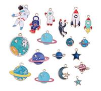 HAPINARY Pendentifs Planète et Charms de L’univers pour Création de Bijoux, Alliage Zinc, 18 Pièces Mixte, DIY Artisanat, Présent Créatif, Accessoires Collier et Bracelet, Plusieurs styles