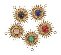 HAPINARY Pendentifs Soleil Breloques Bijoux en Acier Inoxydable Lot de 5 Pierres Naturelles Résistantes et Faciles à Utiliser pour Création de Colliers DIY