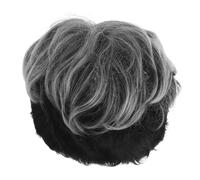 HAPINARY Perruque courte gris argenté effet décoiffé pour homme - Perruque dégradée et duveteuse à l'aspect naturel - Toupet résistant à la chaleur pour soirées à thème ou spectacles