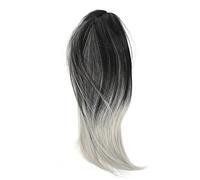 HAPINARY Perruque Droite Mi-longue Dégradée Noire Et Grise Avec Frange Perruque Naturelle Pour Cosplay Et Occasions Spéciales
