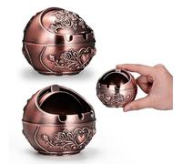 HAPINARY Petit Cendrier avec Couvercle en Cuivre, Portable et Design, Rond et Anti-Odeur, pour Salon ou Patio