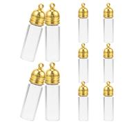 HAPINARY Petites Bouteilles à Souhaits en Verre Transparent Faciles à Transporter Lot de 10 Bouchon Doré 35x11 Mm pour Bricolage et Créations Diy