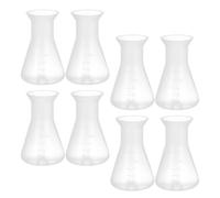 HAPINARY Set de 8 Petites Bouteilles Fioles Erlenmeyer pour Laboratoire en Plastique Pp, 50ml, Coniques et Pratiques pour Expérimentation Facile et Mélange de Liquides
