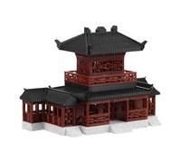HAPINARY Statue du Pavillon Hexagonal Miniature, Pagode Décorative Marron | Modèle de Micro-paysage en Plastique, Style Architectural Ancien, pour Bureau et Jardin Féerique