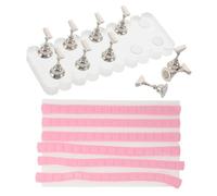 HAPINARY Support Entraînement pour Ongles avec Base Acrylique Rectangulaire Plateau Décoratif à Bords Festonnés Pions Argentés et Pâtes Adhésives Roses Présentoir Multifonction pour