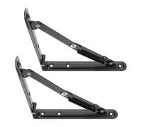 HAPINARY Support Mural Pliable en Fer Noir, Charnière D'étagère Robuste, Lot de 2 Pièces, Fixation Solide pour Étagères Murales la Maison