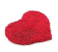 HAPINARY Tapis de Sol en Chenille Microfibre Forme de Cœur Rouge Antidérapant Toucher Confortable pour Chambre Moderne et Salle de Bain 50x60 Cm