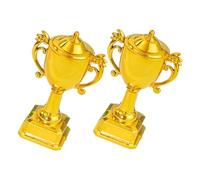 HAPINARY Trophées Mini Plastique Doré 2 Pièces Décorations pour Gâteaux Anniversaire Garçon et Filles Concours Festivals Faciles à Nettoyer