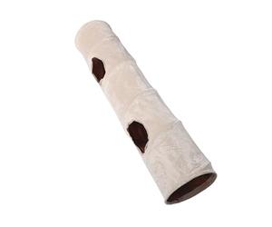 HAPINARY Tunnel pour Chat Beige 2 Trous en Tissu Souple avec Balle de Jeu - Tunnel Interactif et Refuge Confortable pour Petits Animaux pour Stimuler Le Jeu Détente en Intérieur