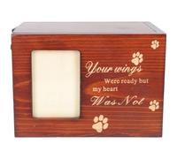 HAPINARY Urne Funéraire Bois pour Animaux de Compagnie avec Cadre Photo Cendrier Cérinéraire pour Chiens et Chats Boîte Commémorative pour Souvenirs Animaux
