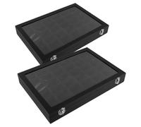 HAPINARY Vitrine à Couvercle et 36 Compartiments, Boîte de Collection pour Pierres Précieuses, Grand Coffret pour Rangement et Exposition d'Objets de Collection