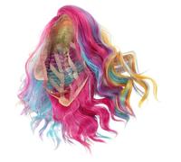 HAPINARY Wig Courte Ondulée et Bou Arc-ciel pour Femmes et Filles Perruque Sirène Colorée pour Cosplay Halloween et Fêtes Carnavalesques