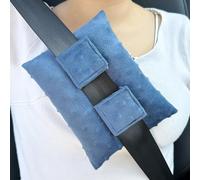 HapiPoppy Coussin de protection pour ceinture de sécurité, idéal en post-opératoire, en tissu Minky à pois, bleu jean