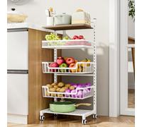 HapiRm Panier à fruits de cuisine - Étagère de rangement réglable à 5 niveaux pour légumes, chariot de rangement de cuisine de grande capacité, chariot de rangement à roulettes pour collations