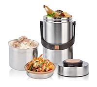 Hapivida 2,3 Litres de Flacons Alimentaires Isothermes Sous Vide 2 Étages en Acier Inoxydable Thermos pour Aliments Anti-Fuites pour Repas Chauds, Aliments pour Bébés, Soupes, Fruits, Céréales