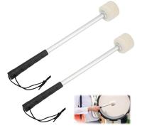 Hapivida 2pcs Baguettes de Percussion, Baguettes de Tambour Batteurs de Tambour en Acier Basse Tambour en Feutre de avec PoignéE en Acier Inoxydable Maillets de Tambours en AntidéRapants