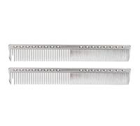 Hapivida 2pcs en acier inoxydable coupe de cheveux peigne polyvalent Outil de styling pour salon Utilisation à la maison Couleur Or Argent Rose Noir Taille 20 x 2,8 cm (Argent)