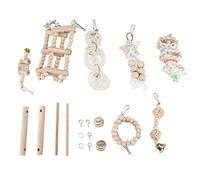 Hapivida 8 Pièces Jouets Oiseaux Bois Balançoire Échelle Suspendus pour Perroquets