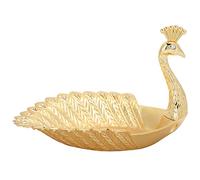 Hapivida Assiette de Paon, Corbeille à Fruits Créative en Forme de Paon en Alliage de Zinc pour Anniversaire Mariage Maison, 16,5×16,5cm, Décoration de Plateau de Collation pour Salon Chambre