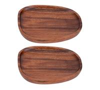 Hapivida Assiettes en Bois, Assiettes Décoratives en Bois d'Acacia, Plateaux de Service Classiques Irréguliers, Plateaux pour Fruits, desserts, Sushis, Nourriture (16 * 13cm -2Pcs)