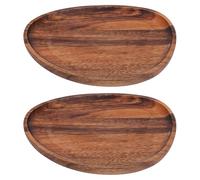 Hapivida Assiettes en Bois, Assiettes Décoratives en Bois d'Acacia, Plateaux de Service Classiques Irréguliers, Plateaux pour Fruits, desserts, Sushis, Nourriture (26 * 21cm -2Pcs)