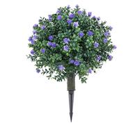 Hapivida Boule Topiaire Artificielle, 2 Boules Décoration avec Fleurs Bleues Plante Faux Arbre Arbuste PE Hauteur 50 cm sans Entretien pour Jardin Salon Balcon