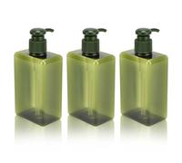 Hapivida Bouteilles en Plastique avec Distributeur de Pompe, 3Pcs 150ml Distributeur de Lotion en Plastique Carré Rechargeable Bouteille de Pompe de Lotion Vide pour Shampooing Body Wash (#3)