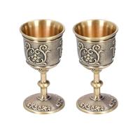 Hapivida Calice de Gobelet Vintage, Tasse à Vin en Bronze Gaufré Mini Verres à Vin Coupe en Cuivre Royale MéDiéVale EuropéEnne Vin pour Boire du Whisky Vodka Vin Liqueur (L*2Pcs)