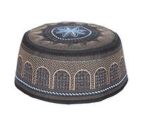 Hapivida Chapeau Musulman Islamique Broderie Bonnet Chapeau Homme Musulman Prière Islamique Coton Tricot Chapeau pour Eid Ramadan Prier Eid Cadeau Noir (59)