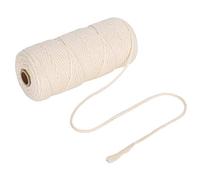 Hapivida Corde Macramé Fil de Coton Naturel 100m 3mm, Fibre Simple Fil de Coton Souple pour Bricolage DIY, Corde à Nouer pour Suspension de Plantes, Décorations Bohème et Créations