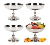 Hapivida Coupes à Glace, Ø10.5cm 180ml Bols à Dessert en Acier Inoxydable, Coupes Crème de Yaourt Bols Sauce Collations Bonbons pour Salade, Fruits, Pudding, Fête (#4 * 4Pcs)