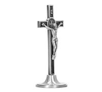Hapivida Crucifix De Table, Croix Sculptée à La Main en Alliage De Zinc, Statue Catholique De Jésus avec Support Amovible, 4.7 x 5.2 x 12 cm, Décor à La Maison, Cadeau pour Autel, Église, ou Bureau