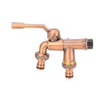 Hapivida Double Taps Water Faucet, Sortie Double Jardin Robinet 3/4 Pouce Entrée 25mm Sorties Laiton 2 Voies Diviseur Tuyau pour Extérieur Balcon Buanderie