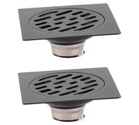 Hapivida Drain de Plancher, 3.89 Pouces Acier Inoxydable Noir Carré Douche Sol Drain éPaissi Robuste Vidange CréPine Anti-Blocage éVier Sol Drain (Drain de Plancher commun*2pcs)