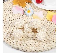 Hapivida Ensemble de 20pcs Osier Naturel Rotin Tableau Fête, 3cm Décoration de Boules de Rotin en Osier Mariage à Suspendre d'équilibre Boules de Noël Décoratifs (Blanc)