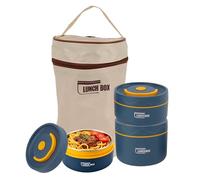 Hapivida Ensemble de Récipients à Déjeuner Isolés, Boîte à Déjeuner Bento Empilable Portable, Récipient Alimentaire Thermique, Pot de Nourriture Chaude à Large Bouche Avec Sac(Insulated-3 pièces)