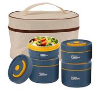 Hapivida Ensemble de Récipients à Déjeuner Isolés, Boîte à Déjeuner Bento Empilable Portable, Récipient Alimentaire Thermique, Pot de Nourriture Chaude à Large Bouche Avec Sac(Microwace-4 PIÈCES)