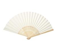 Hapivida Éventail Pliable en Bambou Papier Blanc, Décorations de Mariage Anniversaire DIY, Taille Compacte Design Exquis pour Calligraphie Peinture et Rafraîchissement par Temps Ch (Beige)