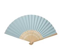 Hapivida Éventail Pliable en Bambou Papier Blanc, Décorations de Mariage Anniversaire DIY, Taille Compacte Design Exquis pour Calligraphie Peinture et Rafraîchissement par Temps Ch (Bleu Clair)