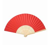 Hapivida Éventail Pliable en Bambou Papier Blanc, Décorations de Mariage Anniversaire DIY, Taille Compacte Design Exquis pour Calligraphie Peinture et Rafraîchissement par Temps Ch (Rouge)